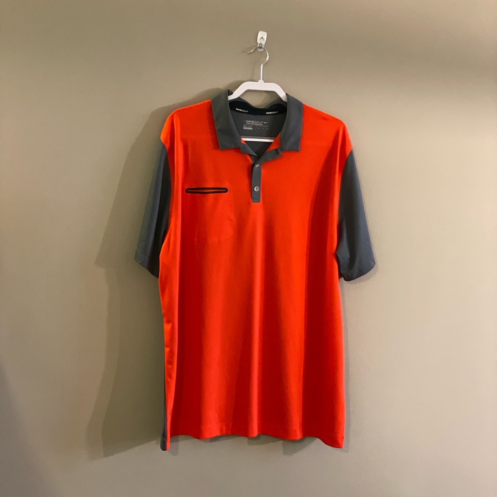 Men’s Nike Golf Polo Shirt Orange w/ Gray Dri-Fit Size XXL